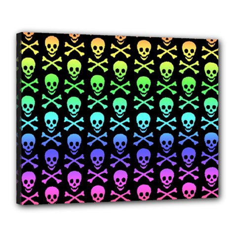 Rainbow Skull and Crossbones  Canvas 20  x 16  (Stretched) from ArtsNow.com