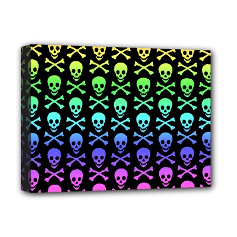 Rainbow Skull and Crossbones  Deluxe Canvas 16  x 12  (Stretched)  from ArtsNow.com
