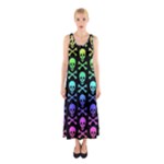 Rainbow Skull and Crossbones  Sleeveless Maxi Dress