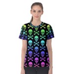 Rainbow Skull and Crossbones  Women s Cotton Tee