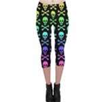 Rainbow Skull and Crossbones  Capri Leggings 