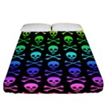 Rainbow Skull and Crossbones  Fitted Sheet (California King Size)