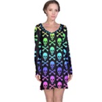 Rainbow Skull and Crossbones  Long Sleeve Nightdress
