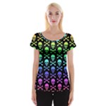 Rainbow Skull and Crossbones  Cap Sleeve Top