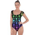 Rainbow Skull and Crossbones  Short Sleeve Leotard 