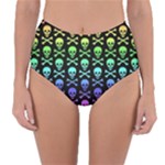 Rainbow Skull and Crossbones  Reversible High-Waist Bikini Bottoms