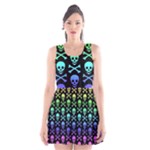 Rainbow Skull and Crossbones  Scoop Neck Skater Dress