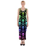 Rainbow Skull and Crossbones  Fitted Maxi Dress