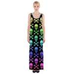 Rainbow Skull and Crossbones  Thigh Split Maxi Dress