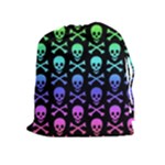 Rainbow Skull and Crossbones  Drawstring Pouch (XL)