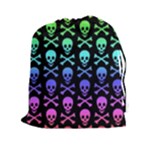 Rainbow Skull and Crossbones  Drawstring Pouch (XXL)