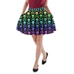 Rainbow Skull and Crossbones  A-Line Pocket Skirt