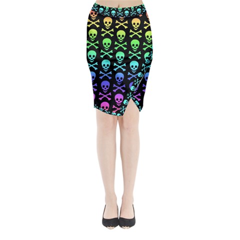 Rainbow Skull and Crossbones  Midi Wrap Pencil Skirt from ArtsNow.com