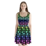 Rainbow Skull and Crossbones  Split Back Mini Dress 