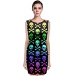 Rainbow Skull and Crossbones  Sleeveless Velvet Midi Dress