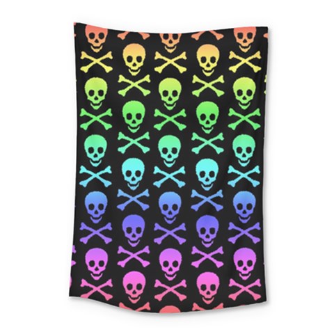 Rainbow Skull and Crossbones  Small Tapestry from ArtsNow.com