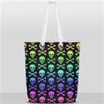 Rainbow Skull and Crossbones  Full Print Rope Handle Tote (Small)