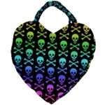 Rainbow Skull and Crossbones  Giant Heart Shaped Tote