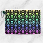 Rainbow Skull and Crossbones  Canvas Cosmetic Bag (XL)