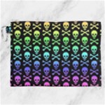 Rainbow Skull and Crossbones  Canvas Cosmetic Bag (XXL)