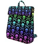 Rainbow Skull and Crossbones  Flap Top Backpack