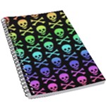 Rainbow Skull and Crossbones  5.5  x 8.5  Notebook