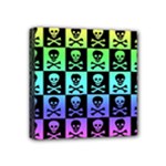 Rainbow Skull Checkerboard Mini Canvas 4  x 4  (Stretched)