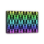 Rainbow Skull Checkerboard Mini Canvas 6  x 4  (Stretched)