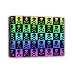Rainbow Skull Checkerboard Mini Canvas 7  x 5  (Stretched)