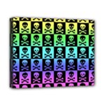 Rainbow Skull Checkerboard Canvas 10  x 8  (Stretched)
