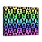 Rainbow Skull Checkerboard Canvas 14  x 11  (Stretched)