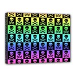 Rainbow Skull Checkerboard Canvas 16  x 12  (Stretched)