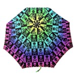 Rainbow Skull Checkerboard Folding Umbrella