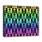 Rainbow Skull Checkerboard Deluxe Canvas 24  x 20  (Stretched)