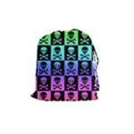 Rainbow Skull Checkerboard Drawstring Pouch (Medium)