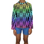 Rainbow Skull Checkerboard Kids  Long Sleeve Swimwear
