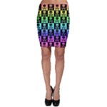 Rainbow Skull Checkerboard Bodycon Skirt