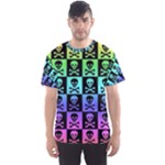 Rainbow Skull Checkerboard Men s Sports Mesh Tee