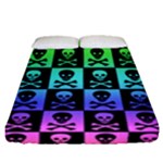 Rainbow Skull Checkerboard Fitted Sheet (Queen Size)