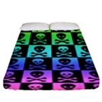 Rainbow Skull Checkerboard Fitted Sheet (King Size)