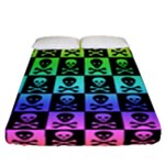 Rainbow Skull Checkerboard Fitted Sheet (California King Size)