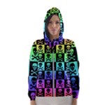Rainbow Skull Checkerboard Women s Hooded Windbreaker