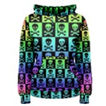 Rainbow Skull Checkerboard Women s Pullover Hoodie