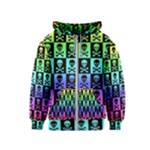 Rainbow Skull Checkerboard Kids  Zipper Hoodie