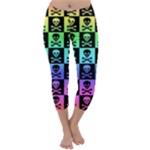 Rainbow Skull Checkerboard Capri Winter Leggings 