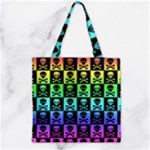 Rainbow Skull Checkerboard Zipper Grocery Tote Bag