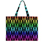 Rainbow Skull Checkerboard Zipper Mini Tote Bag