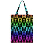 Rainbow Skull Checkerboard Zipper Classic Tote Bag