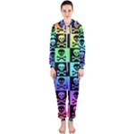 Rainbow Skull Checkerboard Hooded Jumpsuit (Ladies)