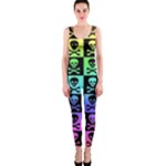 Rainbow Skull Checkerboard One Piece Catsuit